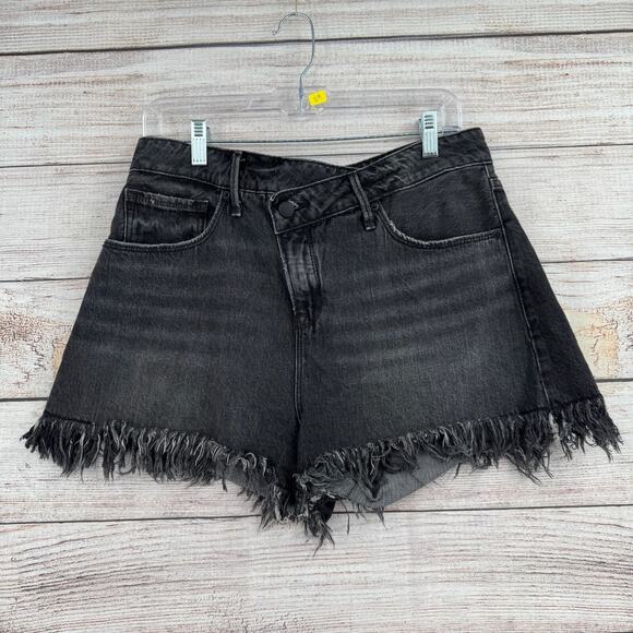 Good American Pants - Good American Good 90s Long Fray Hem Shorts Women's Size 8/29 Black/Gray